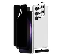 MOBDIK 2+2 Pack Privacy Screen Protector for Samsung Galaxy S23 FE, 6.4 Inch with Tempered Glass Camera Lens Protector, Anti-Spy Flexible TPU Film, Easy Installation
