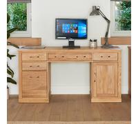 Mobel Oak Computer Desk - 1 Door - 5 Drawer