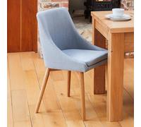 Mobel Oak Dining Chairs - Set of 2 - Grey Fabric Upholstered