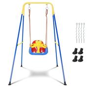 Mobeneno 3-in-1 Swing Set for Toddler, Folding Kids Swing Set with Seat Belt, Heavy-Duty Kid Swing with Metal Stand, Indoor Outdoor Swingset for Baby Children's Gift, Easy to Assemble