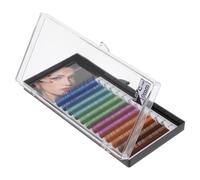 Mobestech 1 Box Colorful Volume False Eyelash Extensions Soft Natural-look Fake Lashes for Cosplay Parties Masquerade Balls with Light Blue Green Purple Brown Shades