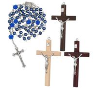 Mobestech 1 Set Wooden Cross Necklace with Rosary Beads Small Wooden Cross for Decoration and Prayer Sturdy and Comfortable Versatile Use for Home Decor and Spiritual Needs