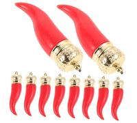 Mobestech 10 Pcs Lifelike Artificial Red Pepper Pendants Lightweight Plastic Vegetable Jewelry Charms for DIY Necklace Bracelet Keychain Crafting Accessories