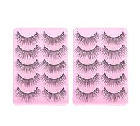 Mobestech 10 X Pairs Realistic False Eyelashes, Fake Lashes for Daily Makeup Use, Artificial Fibre, Natural Style, Black, Unique Fake Eyelashes