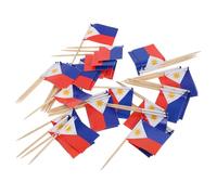 Mobestech 100pcs Philippines Flag Fruit Picks for Party Appetizers and Desserts Mini Cocktail Toothpicks Colorful International Flags for Cupcake Toppers and Food Decoration