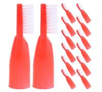 Mobestech 100Pcs Red Mini Finger Toothbrushes Soft Bristles Manual Oral Care for Prisons Detention Centers Nursing Homes Portable Gum Cleaning
