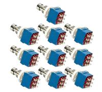 Mobestech 10Pcs Blue 3Pdt Guitar Effects Pedal Stomp Foot Switch True Bypass Metal 9-Pin for Electric Guitar Pedal Boxes