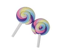 Mobestech 10pcs Colorful Polymer Clay Lollipop Decorations for DIY Crafting Non Edible Rainbow Candy Embellishments for Jewelry Cards Accessories and Handmade Projects
