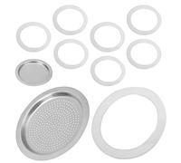 Mobestech 10pcs Silicone Gasket Replacement Kit for 6-Cup 300Ml Stovetop Espresso Coffee Maker with 8 Food-Grade Seals and 2 Filters, Compatible Travel Mug Seal for Home Brewing