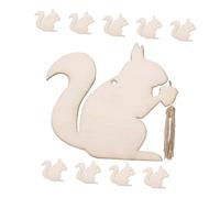 Mobestech 10pcs Unfinished Squirrel Wood Cutouts DIY Wooden Animal Shapes for Crafts Hanging String, Small Natural Wood Pieces for Fall Harvest, Thanksgiving, Wedding, and Party Decorations