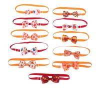 Mobestech 11pcs Adjustable Pet Bow Ties for Cats and Dogs Autumn Maple Leaf Pumpkin Neckties Soft Comfortable Collar Accessories for Halloween Thanksgiving Party Grooming