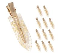 Mobestech 12 pcs Glitter Non-crease Hair Clips for Transparent Gold Foil Hair Accessories Delicate Design Comfortable Secure Hold for Women and Teens Stylish Side Duckbill Barrettes