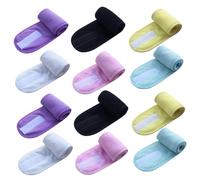 Mobestech 12 Pcs Spa Headbands and Facial Hair Wraps Absorbent Sweat Makeup Headbands for Women Soft Elastic in Yellow Blue Purple Black White and Pink for Skincare and Gym Use