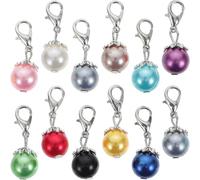 Mobestech 12pcs Lobster Clasp Charm Pendant, Pearl Dangle Charm, Alloy and Imitation Pearl, DIY Jewelry Making Supplies for Jewelry Decoration Random Color