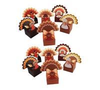 Mobestech 12pcs Thanksgiving Paper Candy Boxes with Playful Turkey Design Fall Bakery Treat Containers for Autumn Harvest Parties and Holiday Food Sharing