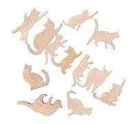 Mobestech 12Pcs Unpainted Wooden Cat Cutouts Lightweight Blank Wood Chips for DIY Graffiti Crafts Decorative Ornaments Creative Painting Supplies for Adults