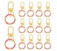Mobestech 14pcs Donut Key Ring Swivel Spring Clasps Zinc Alloy Colorful Handpainted Design Easy Attach and Detach Springloaded Operation Travel Home Organization
