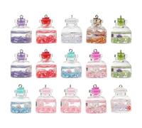 Mobestech 15pcs Mixed Color Milk Tea Bottle Charms DIY Jewelry Making Pendants Glass Star Keychain Decorations for Bag Hanging Craft Accessories