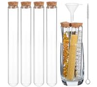 Mobestech 16Pcs Test Tubes with Lids Glass Test Tubes with Corks 30ml Test Lab Tubes with Funnel and Cleaning Brush for Plants, Scientific Experiments, Candy Storage (20x150mm)