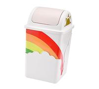 Mobestech 1Pc Creative Rainbow Pattern Trash Can Large Capacity Waste Container with Shake Lid for Home Office Bedroom Kitchen and Bathroom Safe Plastic Material