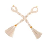 Mobestech 2 Bunches High Temperature Fiber Straight Synthetic Doll Hair Wig Beige DIY Replacement for Cotton Dolls Reusable Craft Cosplay Party