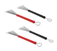 Mobestech 2 Pairs Retractable Drum Wire Brushes Heavy Duty Metal Jazz Percussion Accessories with Vibrant Colors for Acoustic Drummers Professional Sound Quality and Balanced Practice