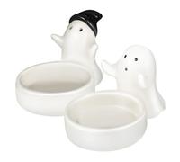 Mobestech 2 Pcs Ceramic Ghost Votive Candle Holders for Halloween Party Cute Ghost Tealight Stand Sturdy Decorative Candlestick for Tabletop Birthday and Seasonal Home Decor
