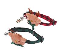 Mobestech 2 Pcs Christmas Pet Collars for Cats and Dogs, Adjustable Red and Green Plaid Bow Tie Neck Rings with Reindeer Pattern, Outdoor Puppy and Kitten Festive Collar Set