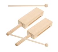 Mobestech 2 Sets Wooden Rhythm Sticks Percussion Instruments for Adults with Handle Wooden Block Instrument Set for Rhythm Practice