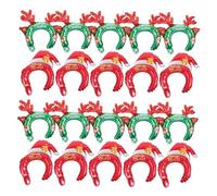 Mobestech 20Pcs Inflatable Christmas Headbands with Santa Hat Reindeer Antlers Cartoon Party Balloon Hairbands for Comfortable Decorative Headwear for Holiday Theme Party Celebration