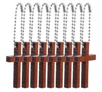 Mobestech 20pcs Keychain Pendant Small Cross Charms Wood Religious Eye-catching Brown Decoration for Bags and Keys DIY Making Charms Jewelry Making