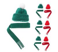 Mobestech 20pcs Mini Christmas Hat and Scarf Set Knitted Santa and Snowman Caps for DIY Crafting Doll Decorations Wine Bottle Wraps Lightweight Soft Wool Accessories for Holiday Ornaments