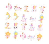 Mobestech 20Pcs Mini Unicorn Rainbow Cloud Resin Earrings Charms DIY Jewelry Pendant Assorted Styles Lightweight Cartoon Design for Crafting and