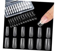 Mobestech 240pcs Transparent Full Cover Square Nail Tips for Gel Polish Practice Clear Artificial Nail Extensions with Natural Look Resilient Material Easy to Apply Manicure Supplies for