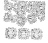 Mobestech 24pcs Sparkly Crystal Rhinestone Shank Buttons Square for DIY Clothes Bags Embellishments Precise Cut Detachable Sewing Craft Decoration