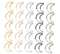 Mobestech 25Pcs Rotatable Moon Shape Open Frame Pendants Hollow Bezel Jewelry DIY Accessories with Color Variations for Creative Resin Charms Crafting