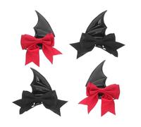 Mobestech 2pairs Demon Horns Hair Clips Bat Wings Bowknot Barrette Hair Clips for Halloween Vampire Costume Party Gothic Devil Wings Craft Accessories for Cosplay
