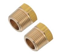 Mobestech 2pcs 3/8" Bspt Male to 1/4" Npt Female Brass Pipe Adapter Reducer Hex Bushing for Plumbing and Fuel Line Connections