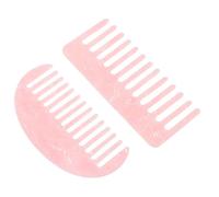 Mobestech 2pcs Acetate Hair Combs for Women, Wide Tooth Side Hair Clips with Marble Pattern, Pink Rectangular and Half-round Styling Tools for Salon and Daily Use