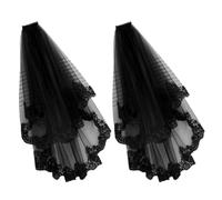 Mobestech 2pcs Black Lace Veil Witch Hair Accessories for Women Lightweight Polyester Material with Delicate Lace Pattern, Not Easy to Fall, for Bachelorette Night and Photography