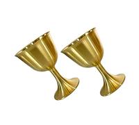 Mobestech 2Pcs Brass Wine Cups for Temple Offerings Decorative Fortune God Cups Small Drinking Vessels for Home Use and Worship