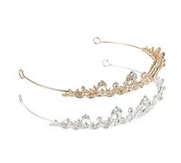 Mobestech 2Pcs Bridal Rhinestone Crowns Headband Set Silver Gold with White Crystals, Jeweled Wedding Tiaras for Bride, Vintage Bridal Hair Accessories for Weddings and Special Occasions