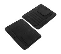 Mobestech 2pcs Car Sun Visor Organizer in Black Faux Card Sleeve Pocket for Tickets Driving License Sunglasses Fit Auto Glasses Storage Clip for Vehicle Visors Stylish and Practical