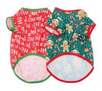 Mobestech 2pcs Christmas Pet Clothes for Dogs and Cats, L Size Snowflake Gingerbread Pet Costume Set, Funny Decorative Festival Apparel for Small to Medium Dogs