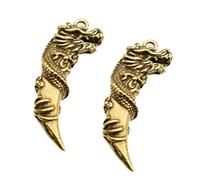 Mobestech 2Pcs Creative Brass Dragon Tooth Keychain Pendant for DIY Making Punk Style Handicraft Accessories Vintage Bronze Hanging Charms for Men and Home Decoration