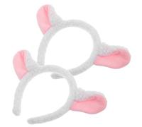 Mobestech 2pcs Cute Lamb Ears Headband with Sheep Horns, Plush Cartoon Animal Hair Accessories for Girls and Boys, Soft Lamb Costume Headwear for Cosplay Party and Birthday