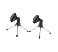 Mobestech 2pcs Desktop Metal Microphone Stand Tripod Bracket Spring Clip, Foldable Tabletop Mic Holder for Ktv, Podcast and Office Use