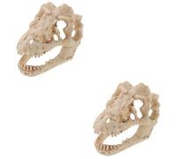 Mobestech 2pcs Dinosaur Skull Model Resin Dinosaur Skull Simulated Animal Skeleton Model Teaching Tool for Home Decorations and Halloween Decor
