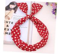 Mobestech 2pcs Elastic Dot Chiffon Headbands for Women Wide Soft Hairbands with Bunny Ear Design Stretchy Non-slip Accessories for Face Washing Spa Yoga Makeup and Daily Wear