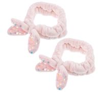 Mobestech 2pcs Elastic Spa Hair Bands with Sequined Bowknot Soft Makeup and Washing Hair Bands for Women for Face Washing and Skincare Routine Pink